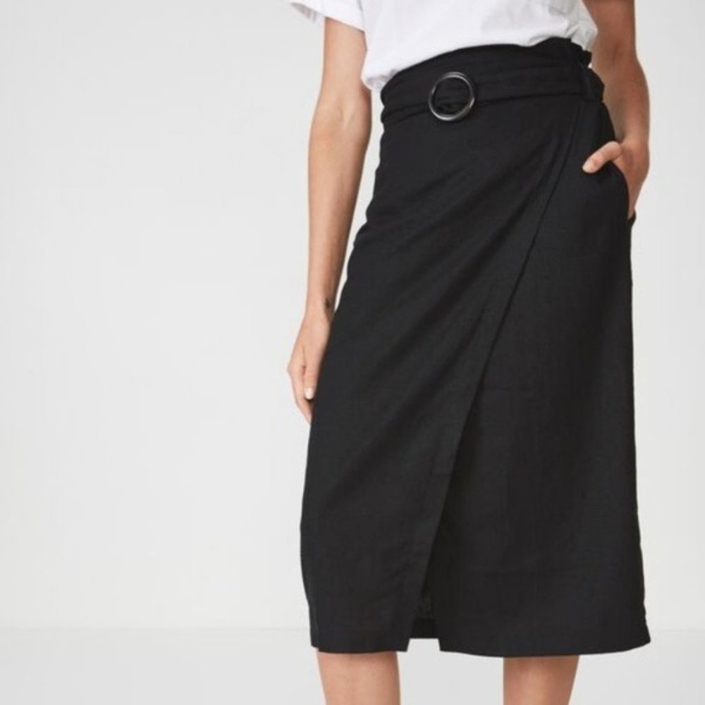 Woven Melanie Wrap Midi Skirt by Cotton On
